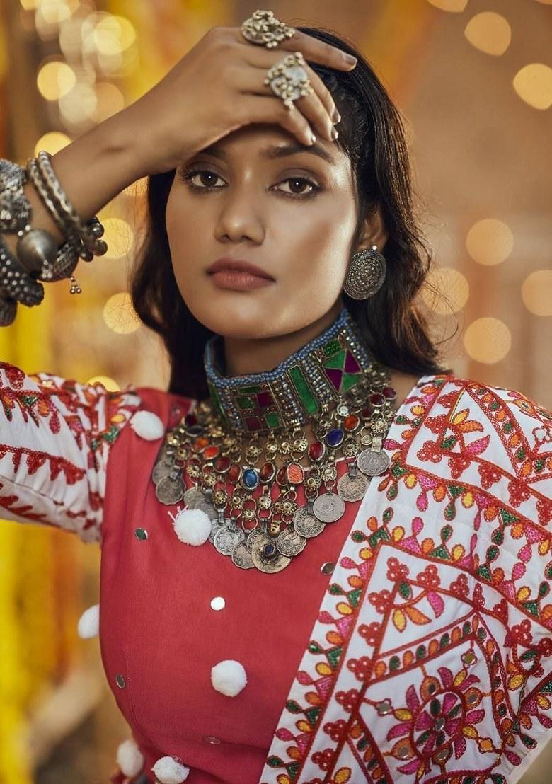 Black Printed Cotton Lehenga Set With Dupatta