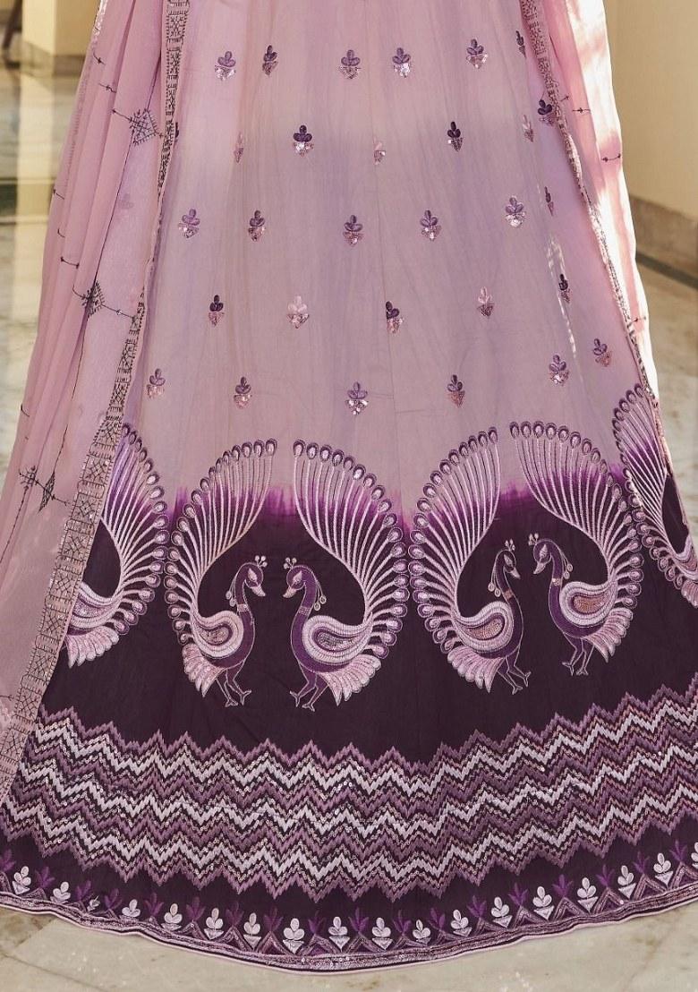 Pink Embroidered Art Silk Lehenga Set With Dupatta