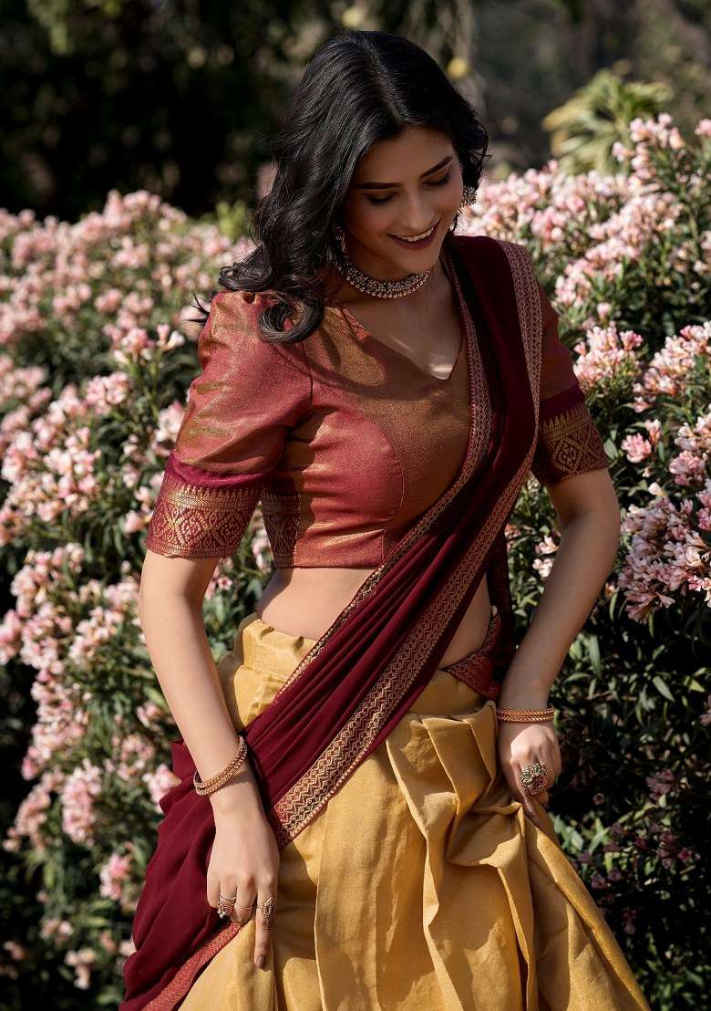 Cream Embroidered Silk Blend Lehenga Set With Dupatta for Diwali and Festive Wear - Indya