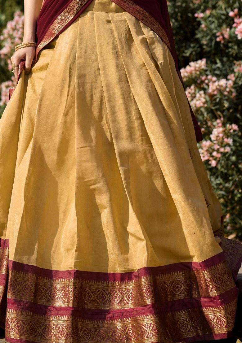 Cream Embroidered Silk Lehenga Set With Dupatta