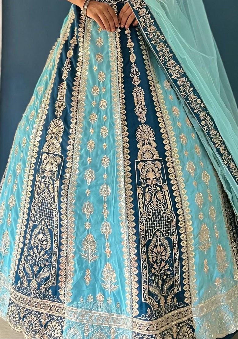 Multicolor Embroidered Georgette Lehenga Set With Dupatta