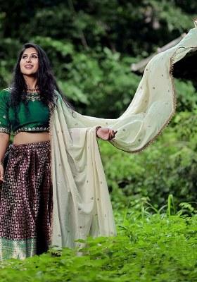 Purple Embroidered Silk Lehenga Set With Dupatta