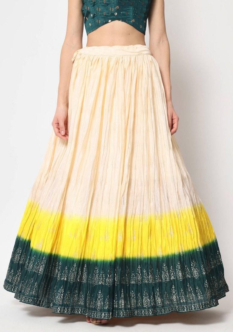 Beige Embroidered Silk Lehenga Set With Dupatta