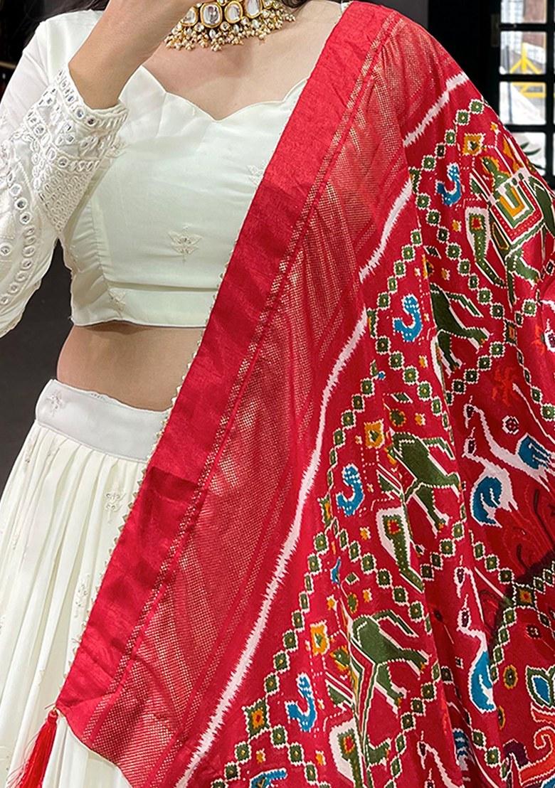 Red Printed Georgette Lehenga Set With Dupatta
