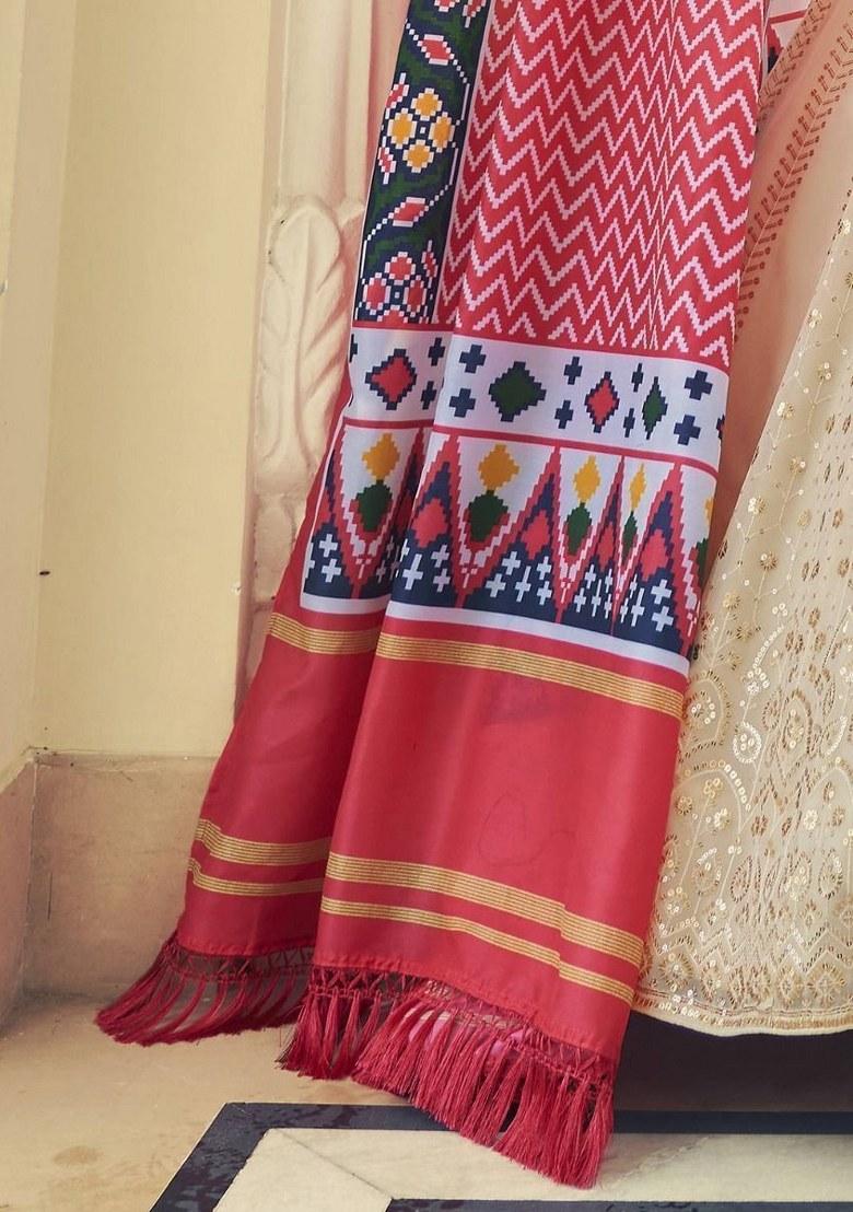 Beige Embroidered Georgette Lehenga Set With Dupatta