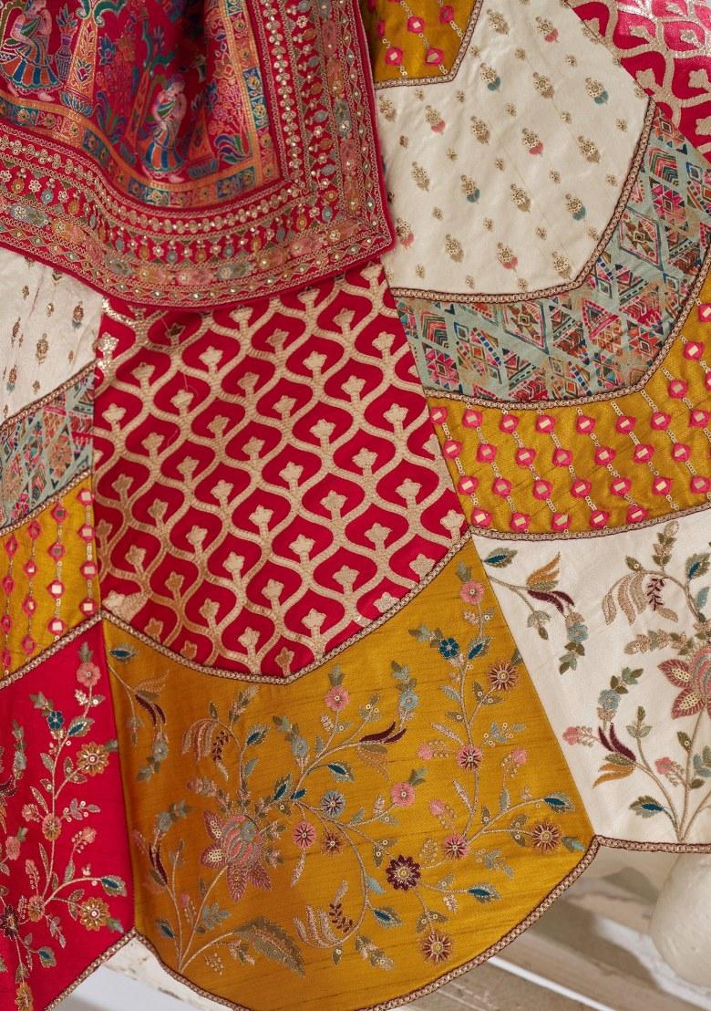 White Embroidered Silk Lehenga Set With Dupatta