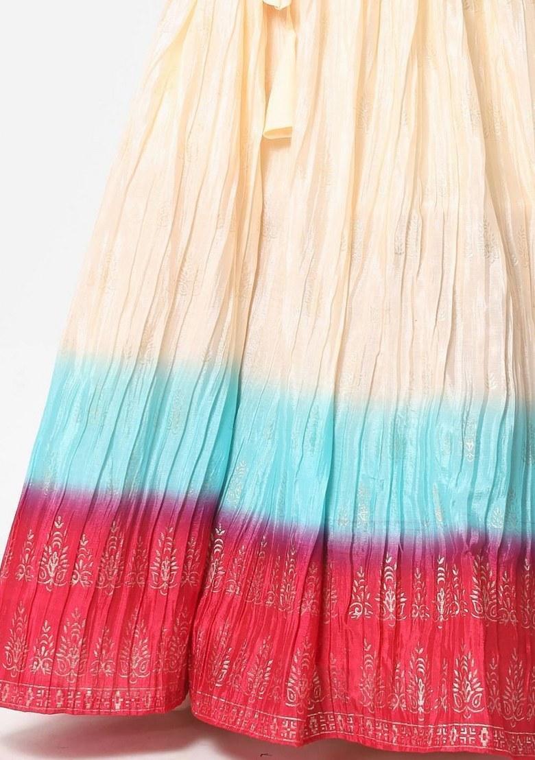 Beige Embroidered Silk Lehenga Set With Dupatta