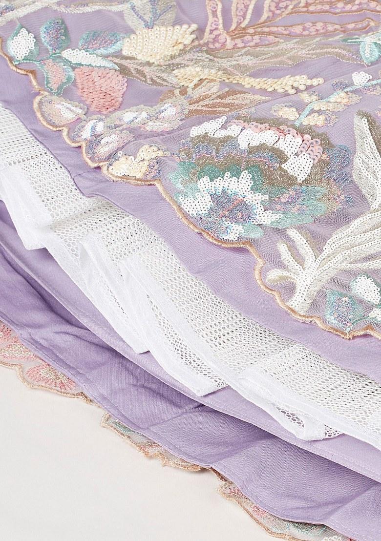 Lavender Embroidered Net Lehenga Set With Dupatta