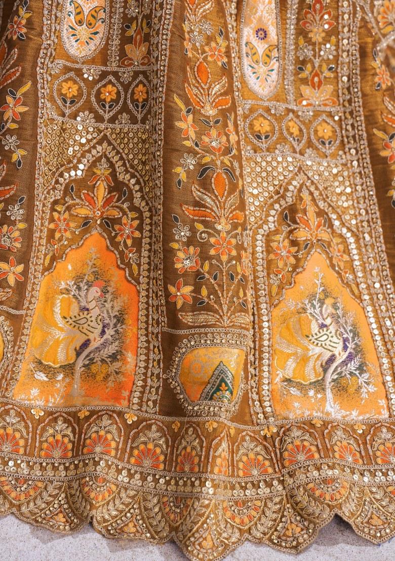 Yellow Embroidered Silk Lehenga Set With Dupatta