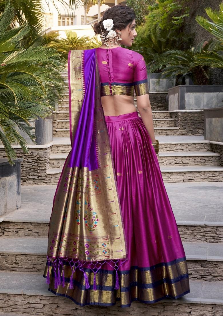 Pink Embroidered Jacquard Lehenga Set With Dupatta