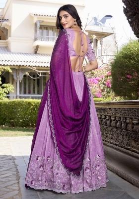 Lavender Embroidered Organza Lehenga Set With Dupatta