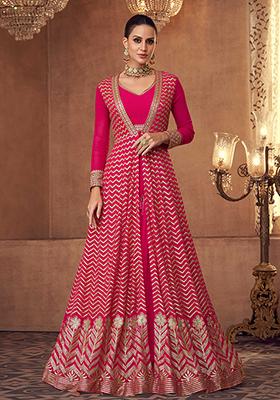 Pink Digital Print Georgette Lehenga Set