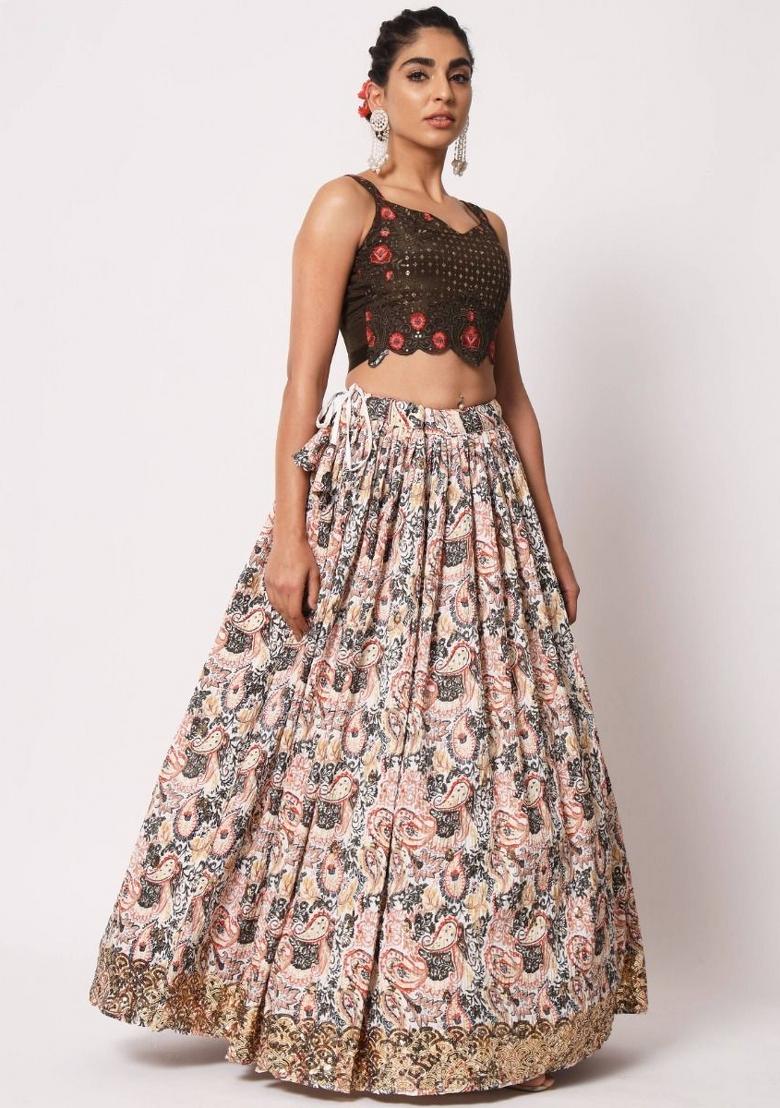 White Embroidered Silk Lehenga Set With Dupatta