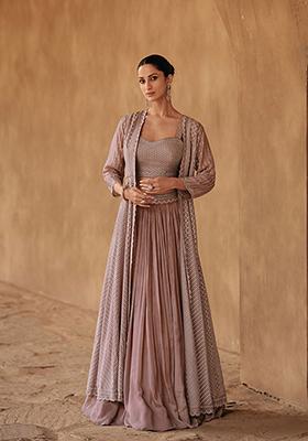 Mauve Digital Print Chinon Silk Lehenga Set