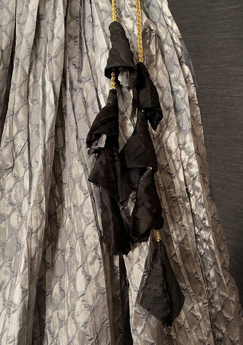 Black Embroidered Jacquard Lehenga Set With Dupatta