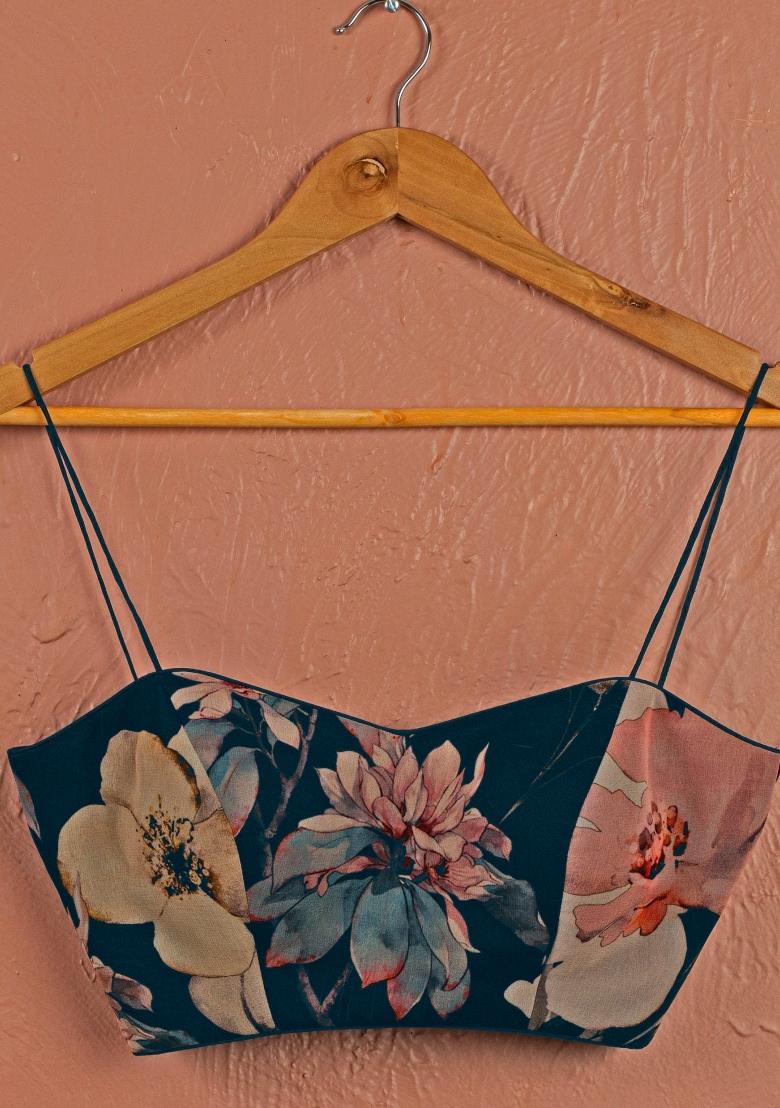 Teal Blue Printed With Zari Sequnce Lace Work Georgette Lehenga Set With Dupatta