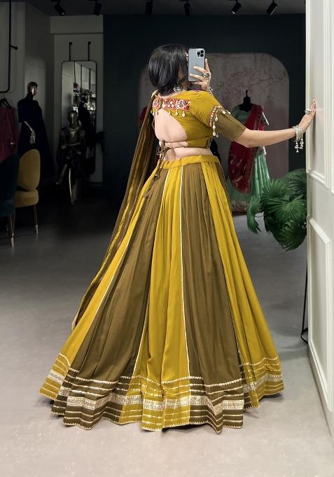 Mehndi Gota Patti Rayon Lehenga Set