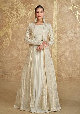 Off White Digital Print Georgette Lehenga Set