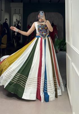 Multicolor Gota Patti  Rayon Lehenga Set