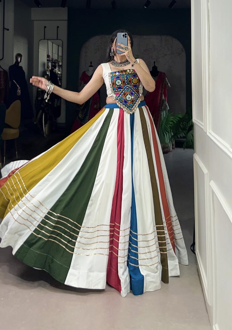 Multicolor Gota Patti Rayon Lehenga Set