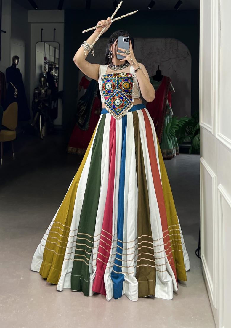 Multicolor Gota Patti Rayon Lehenga Set