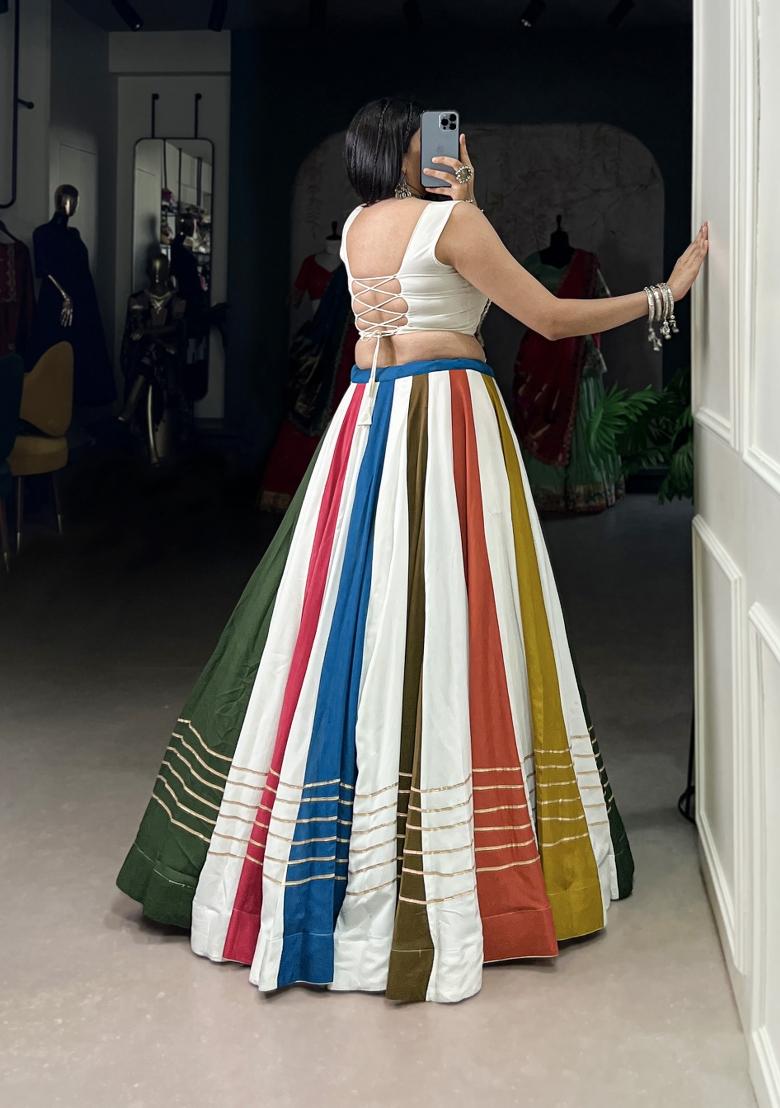 Multicolor Gota Patti Rayon Lehenga Set