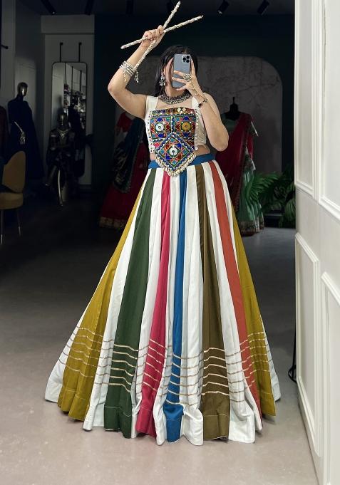 Multicolor Gota Patti Rayon Lehenga Set