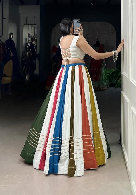 Multicolor Gota Patti Rayon Lehenga Set