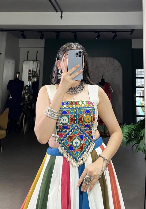 Multicolor Gota Patti Rayon Lehenga Set