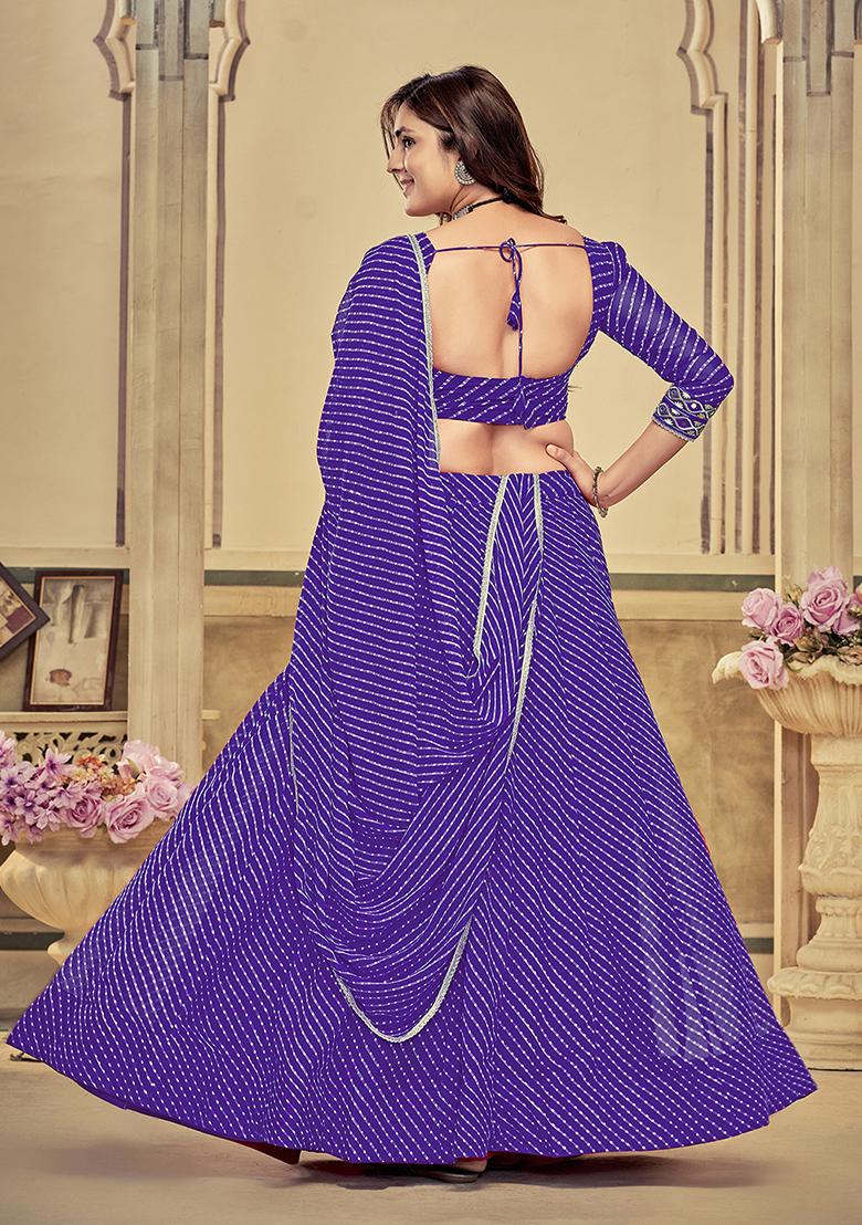 Purple Jacquard Georgette Lehenga Set With Dupatta