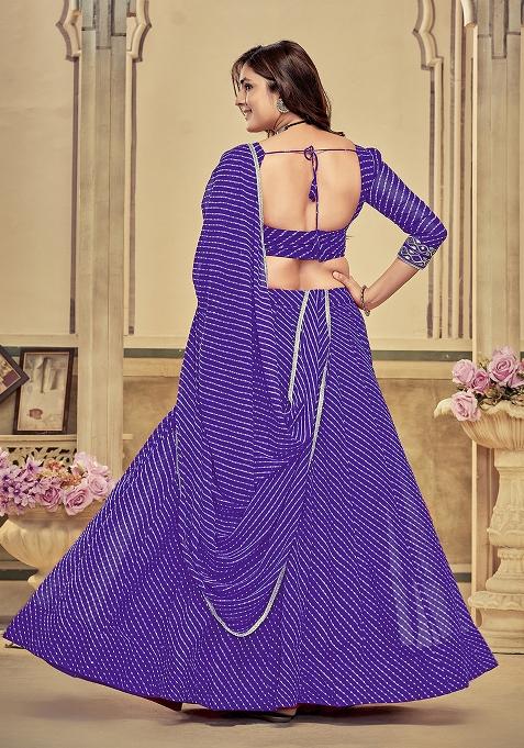 Purple Jacquard Georgette Lehenga Set With Dupatta