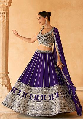 Purple Digital Print Georgette Lehenga Set