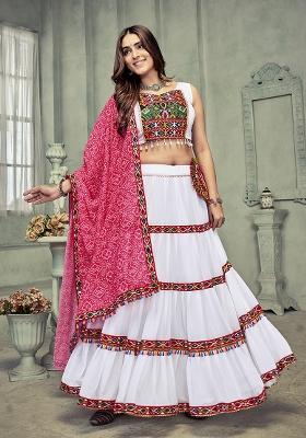 Pink Embroidered Georgette Lehenga Set With Dupatta