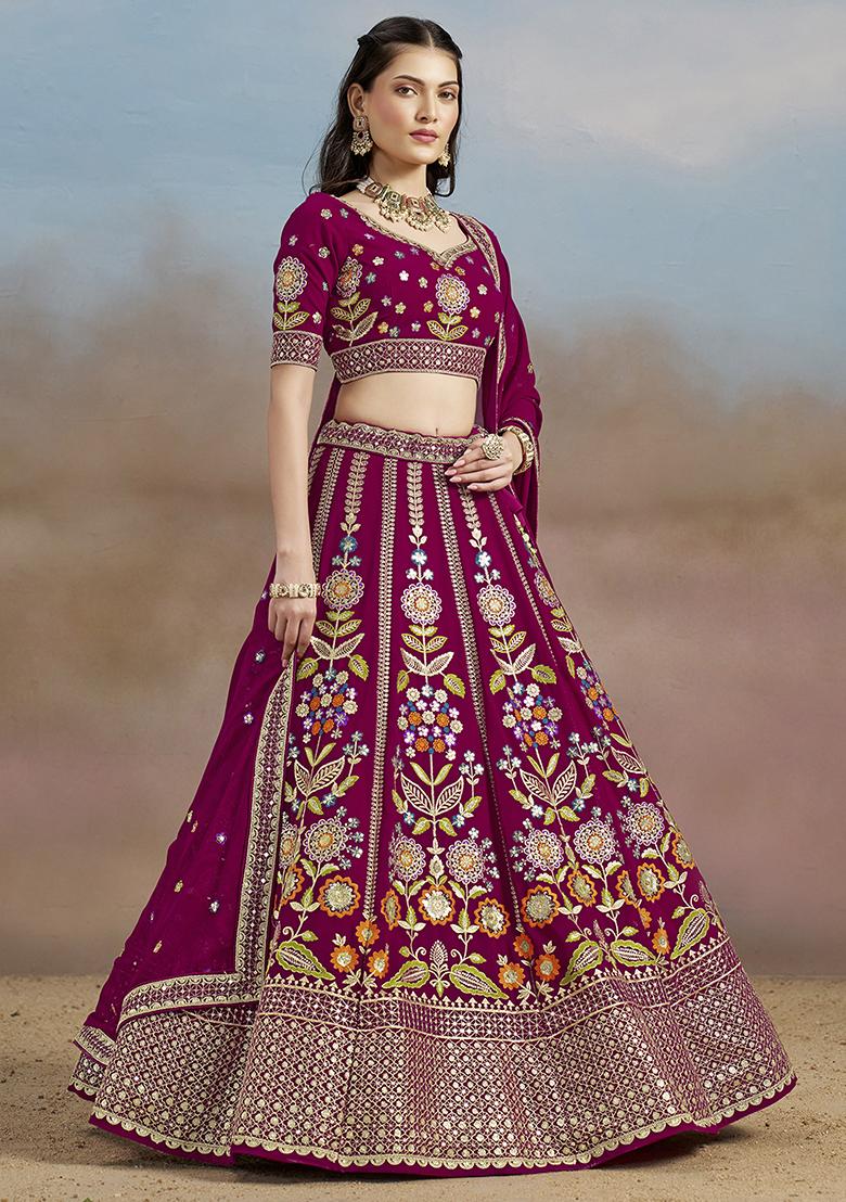 Pink Georgette Sequin Work Lehenga Set