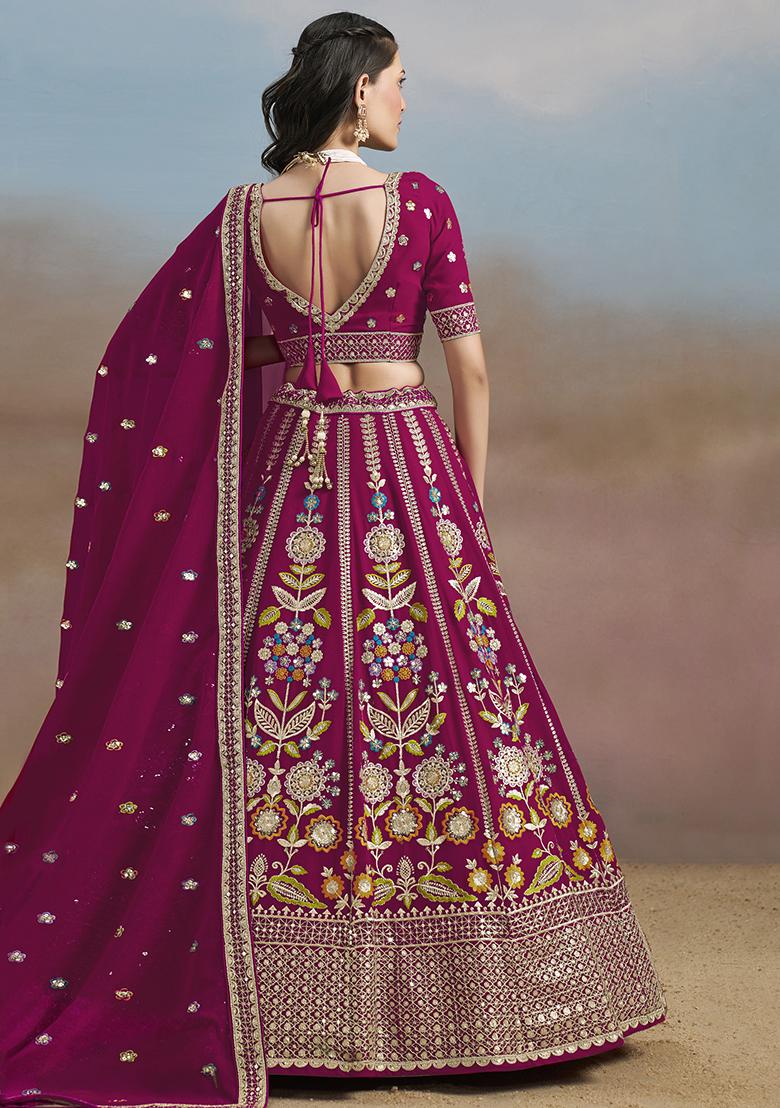 Pink Georgette Sequin Work Lehenga Set