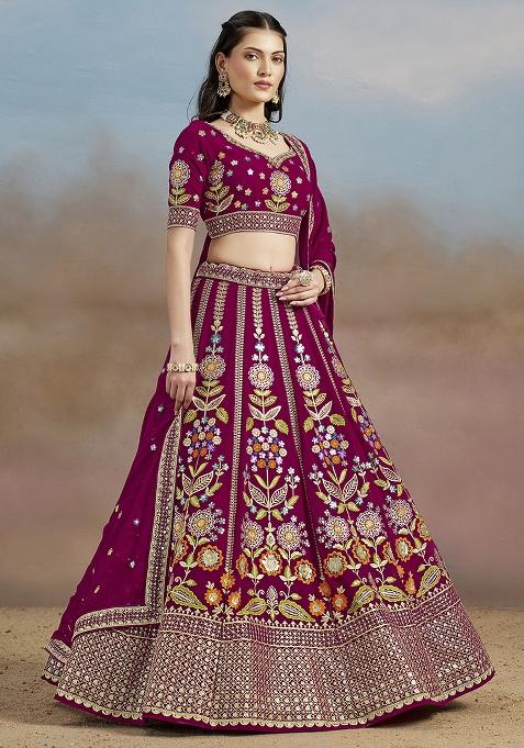 Pink Georgette Sequin Work Lehenga Set