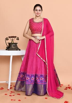 Pink Embroidered Dola Silk Lehenga Set