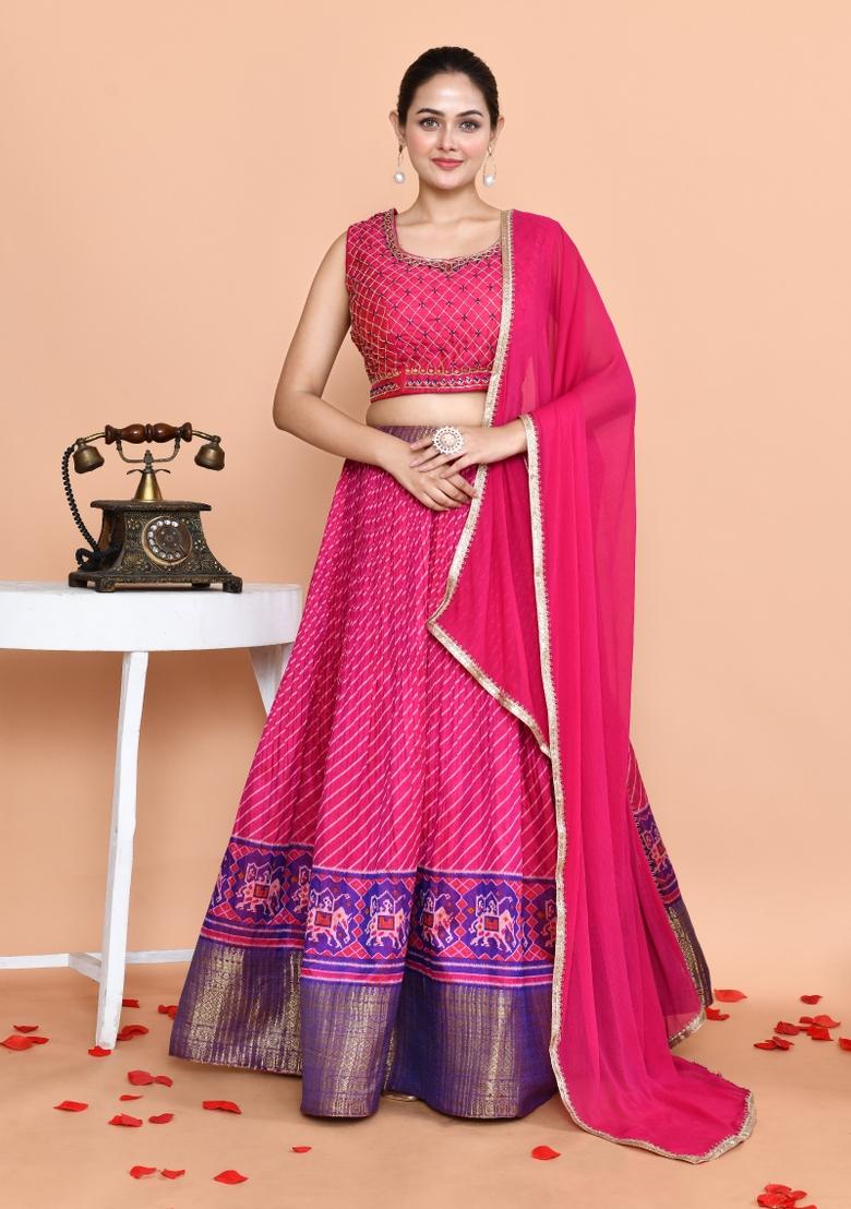 Pink Embroidered Dola Silk Lehenga Set