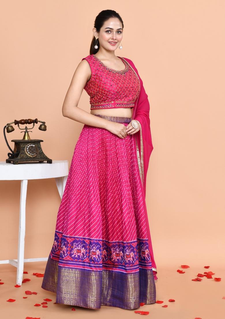 Pink Embroidered Dola Silk Lehenga Set