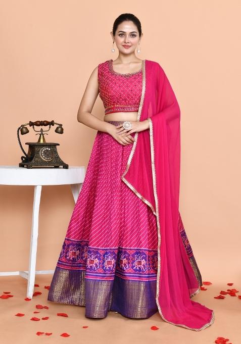 Pink Embroidered Dola Silk Lehenga Set