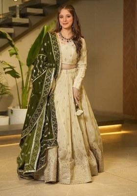 Blue Embroidered Georgette Lehenga Set With Dupatta