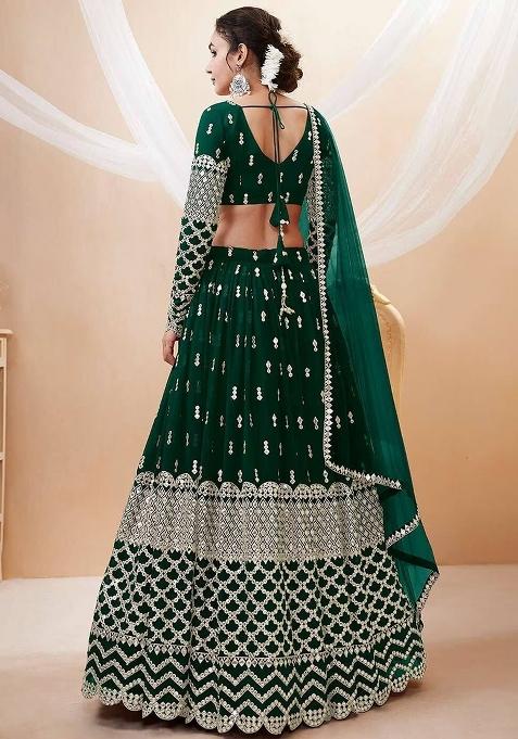 Multicolor embroidered Georgette Lehenga Set With Dupatta