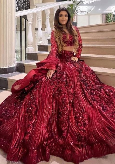 Multicolor embroidered Net Lehenga Set With Dupatta