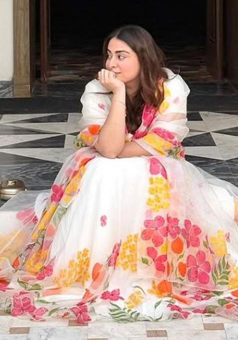 Multicolor embroidered Silk Lehenga Set With Dupatta