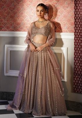 Multicolor embroidered Georgette Lehenga Set With Dupatta