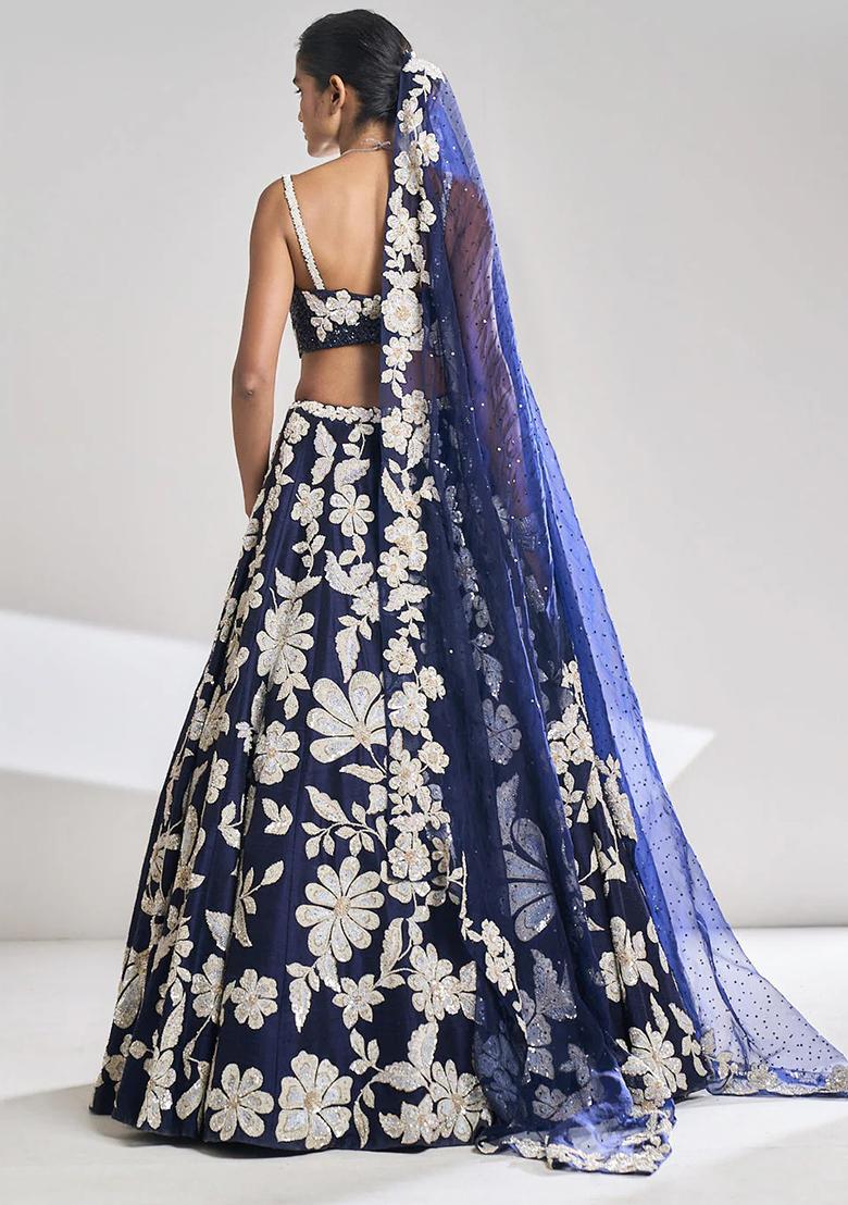 Multicolor embroidered Georgette Lehenga Set With Dupatta