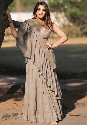 Multicolor embroidered Silk Lehenga Set With Dupatta