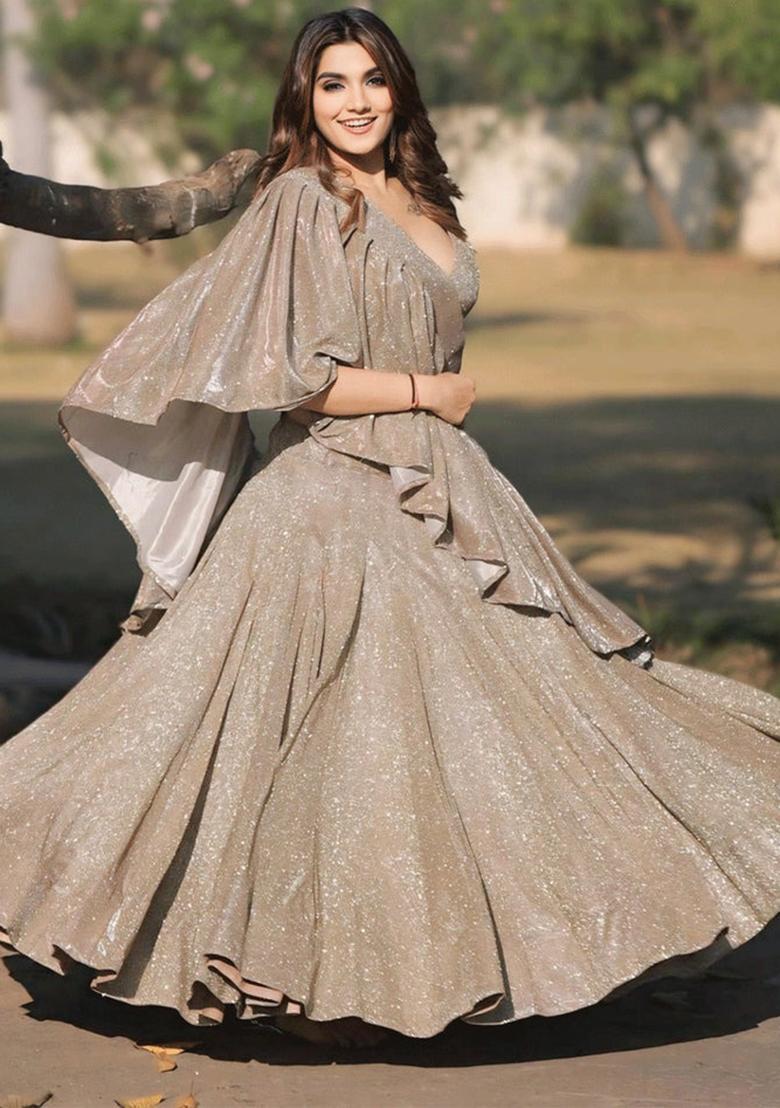 Multicolor embroidered Silk Lehenga Set With Dupatta