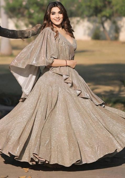 Multicolor embroidered Silk Lehenga Set With Dupatta