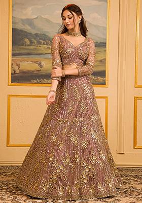 Multicolor embroidered Georgette Lehenga Set With Dupatta